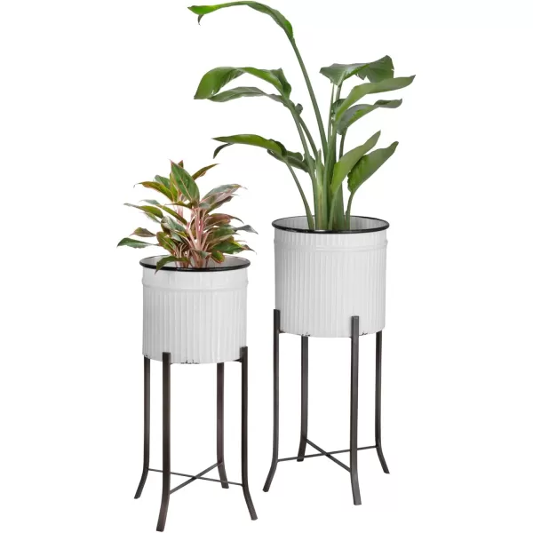 imageCreative CoOp Set of 2 Iron Planters on StandsWhite