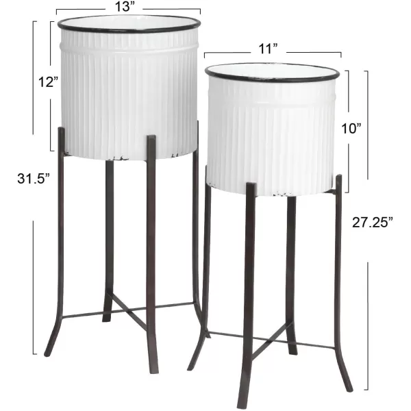imageCreative CoOp Set of 2 Iron Planters on StandsWhite