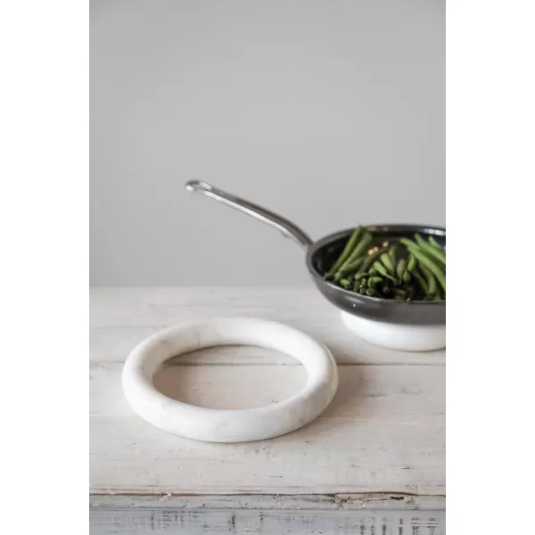 imageCreative CoOp Set of 2 Marble Trivets for Dining Table White