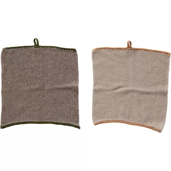 imageCreative CoOp Square Cotton Knit Set of 2 Dish Cloth Multi