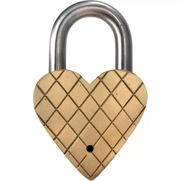 imageCreative CoOp Stainless Steel Heart Shaped Lock with Flowers and Matte Finish Brass Set of 3