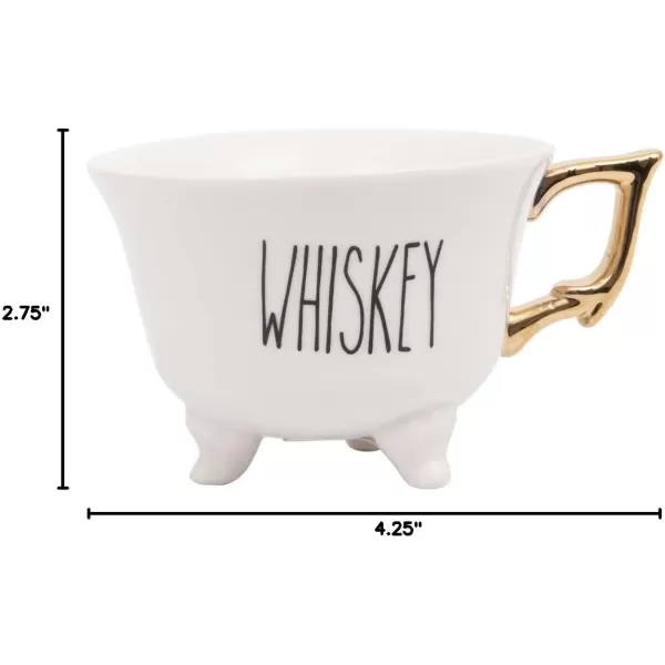 imageCreative CoOp Stoneware Footed Teacup with Saying and Gold Electroplating Set of 6 Styles Tea Cup Set White