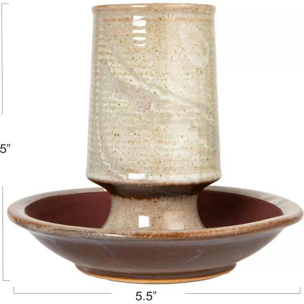 imageCreative CoOp Stoneware Striker Plate Reactive Glaze Grey Each One Will Vary Match Holder