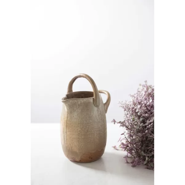 imageCreative CoOp Stoneware Watering Handles Reactive Glaze Pitcher 7quot L x 5quot W x 10quot H Tan