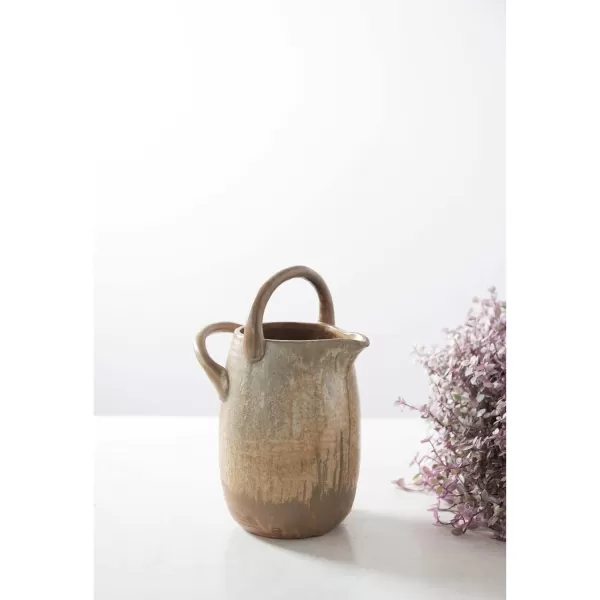 imageCreative CoOp Stoneware Watering Handles Reactive Glaze Pitcher 7quot L x 5quot W x 10quot H Tan