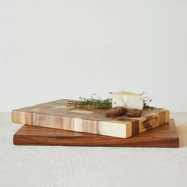 imageCreative CoOp Suar Wood End Grain Rectangle Cheese and Cutting Board Natural