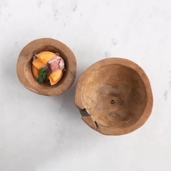 imageCreative CoOp Teakwood Set of 2 Each One Will Vary Bowl Brown 2