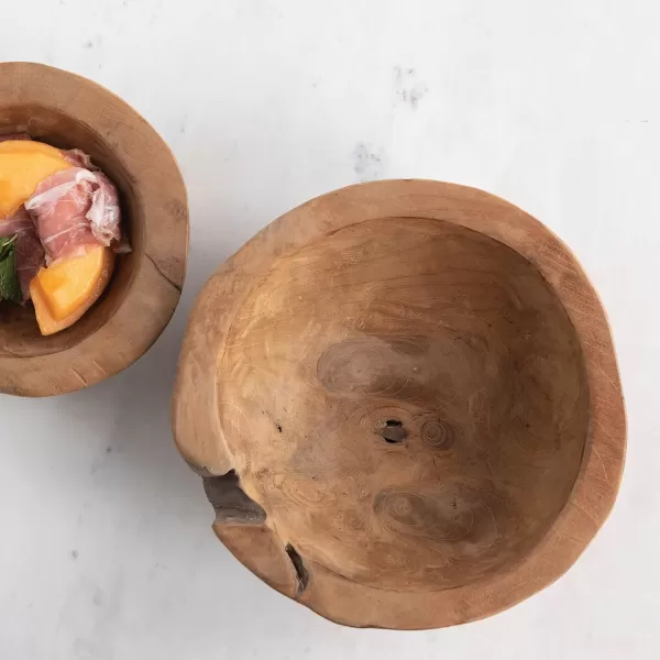 imageCreative CoOp Teakwood Set of 2 Each One Will Vary Bowl Brown 2