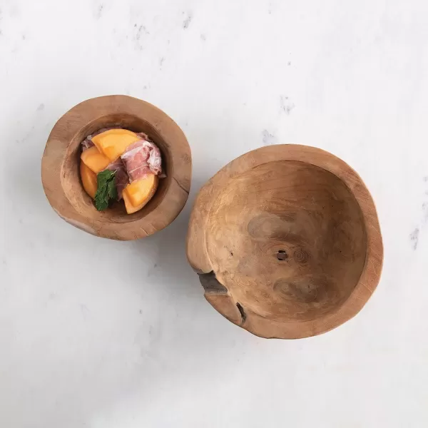 imageCreative CoOp Teakwood Set of 2 Each One Will Vary Bowl Brown 2