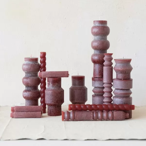 imageCreative CoOp Unscented Totem Taper Candles in Box Set of 2 CappuccinoCabernet