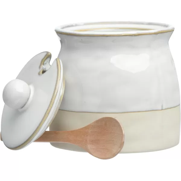 imageCreative CoOp White Stoneware Sugar Pot with Lid 38quot L x 38quot W x 44quot HWhite