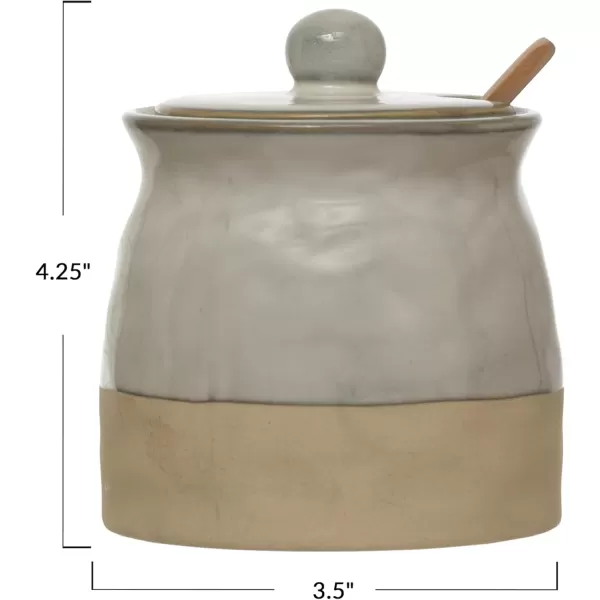 imageCreative CoOp White Stoneware Sugar Pot with Lid 38quot L x 38quot W x 44quot HWhite