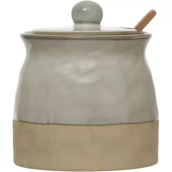 imageCreative CoOp White Stoneware Sugar Pot with Lid 38quot L x 38quot W x 44quot HWhite