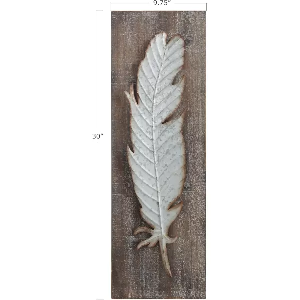 imageCreative CoOp Wood Wall Dcor with Metal Feather