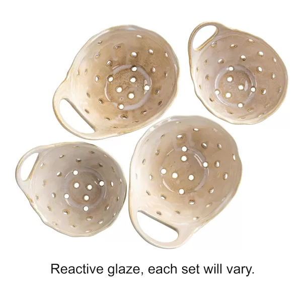 imageSet of 2 Cream Stoneware Colanders