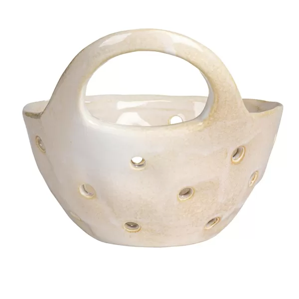 imageSet of 2 Cream Stoneware Colanders