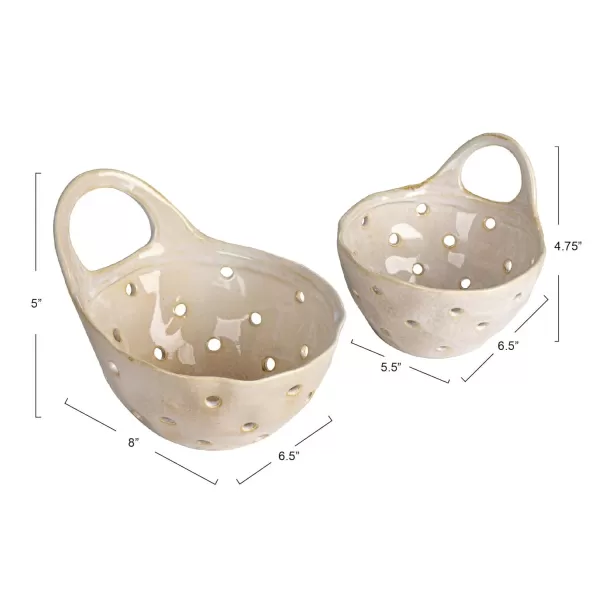 imageSet of 2 Cream Stoneware Colanders