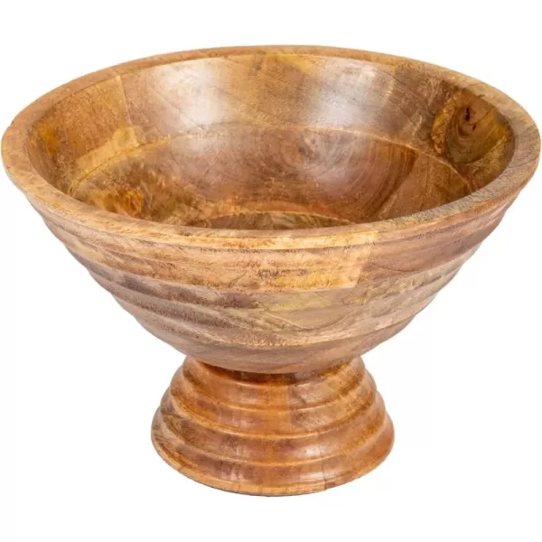 imageCreative CoOp Boho Wood Pedestal Serving Bowl Black FinishLight Brown