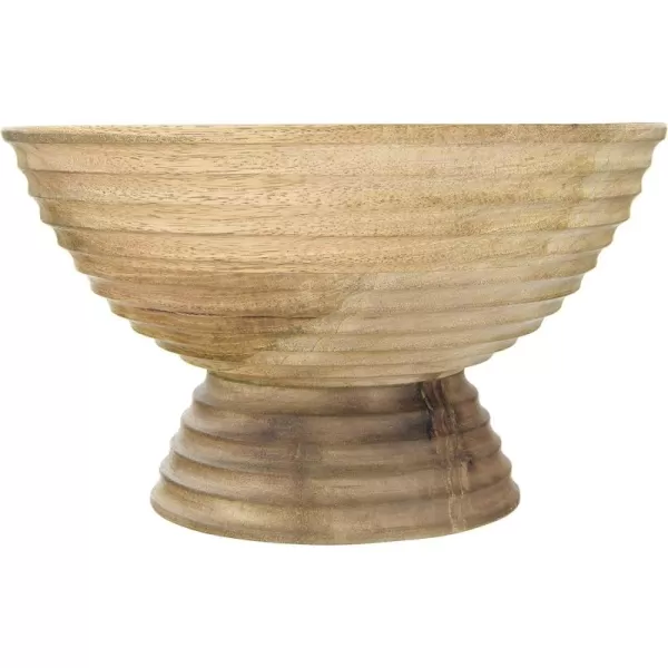 imageCreative CoOp Boho Wood Pedestal Serving Bowl Black FinishNatural