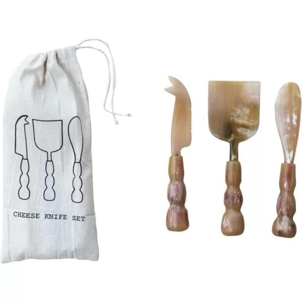 imageCreative CoOp Elegance Horn Cheese Servers Citron and Plum Color Set of 3 Medium Natural