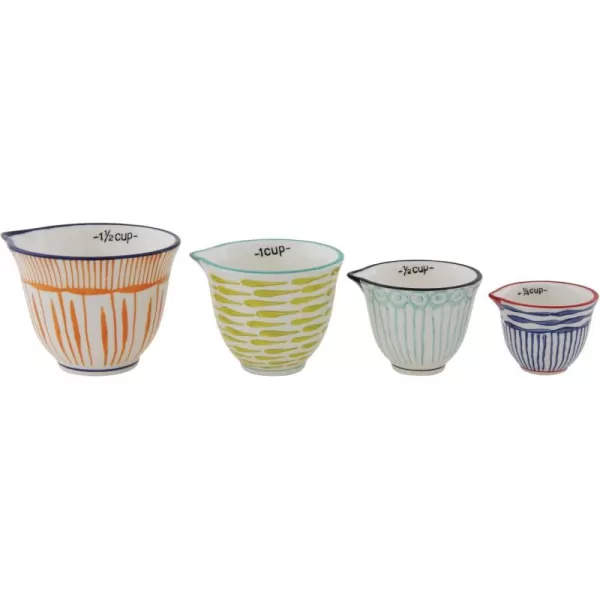 imageCreative CoOp Hand Stamped Striped Stoneware Measuring Cups Set of 4 SizesDesigns