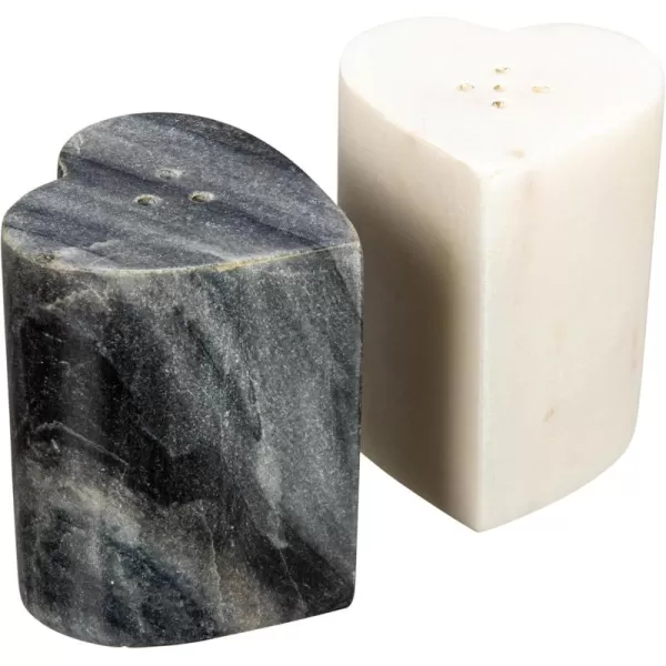 imageCreative CoOp HeartShaped Marble Set of 2 Grey and White Salt ampamp Pepper Shaker Multi