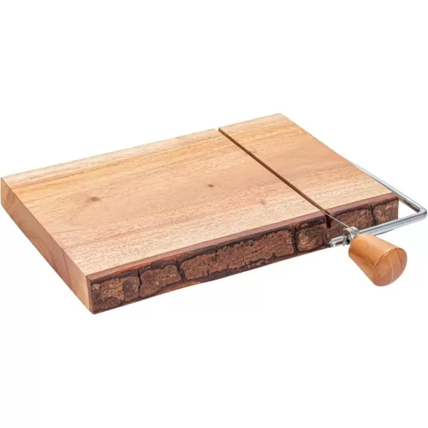 imageCreative CoOp Natural Wood and Metal Cheese Slicer with Bark Edge Medium
