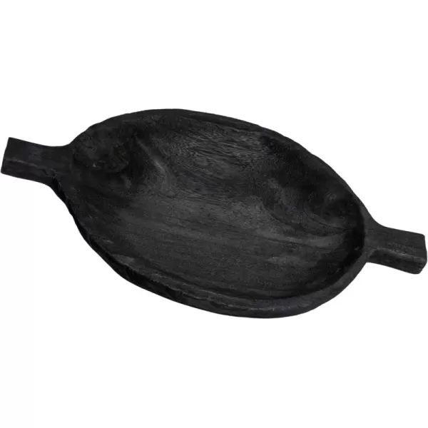 imageCreative CoOp Paulownia Wood Tray with Handles for Serving and Storage Black