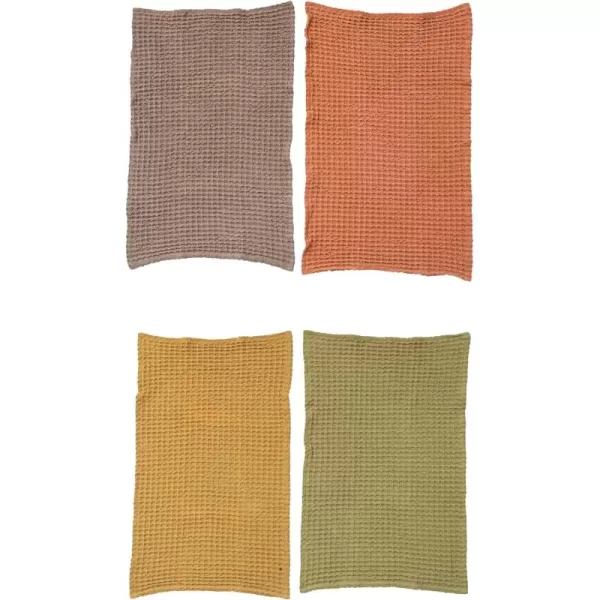 imageCreative CoOp Prewashed Cotton Waffle Tea Towel Set of 4 Colors Entertaining Textiles Multi