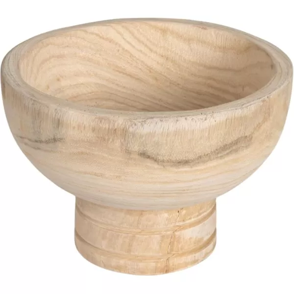 imageCreative CoOp Round Paulownia Wood Pedestal Bowl Marbled Brown FinishNatural