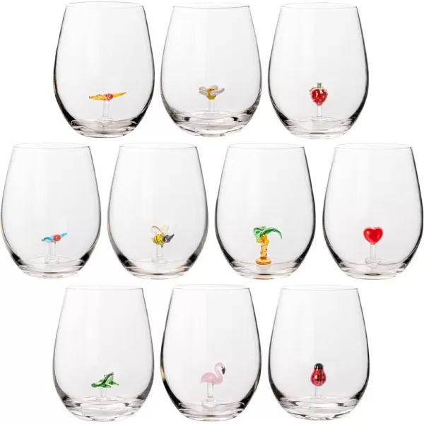 imageCreative CoOp Round Stemless Wine Glass Set Clear Set of 10