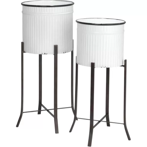 imageCreative CoOp Set of 2 Iron Planters on StandsWhite