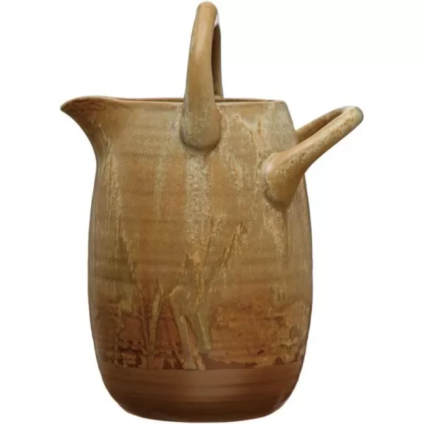 imageCreative CoOp Stoneware Watering Handles Reactive Glaze Pitcher 7quot L x 5quot W x 10quot H Tan