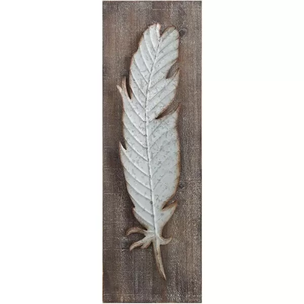 imageCreative CoOp Wood Wall Dcor with Metal Feather