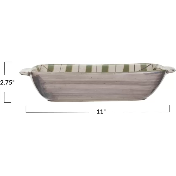 imageCreative CoOp 1 Quart Stoneware Baking Dish with Plaid Pattern and Speckles Cream and Grey