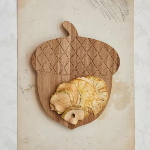 imageCreative CoOp Acacia Wood Acorn Shaped Cheese and Cutting Board Natural