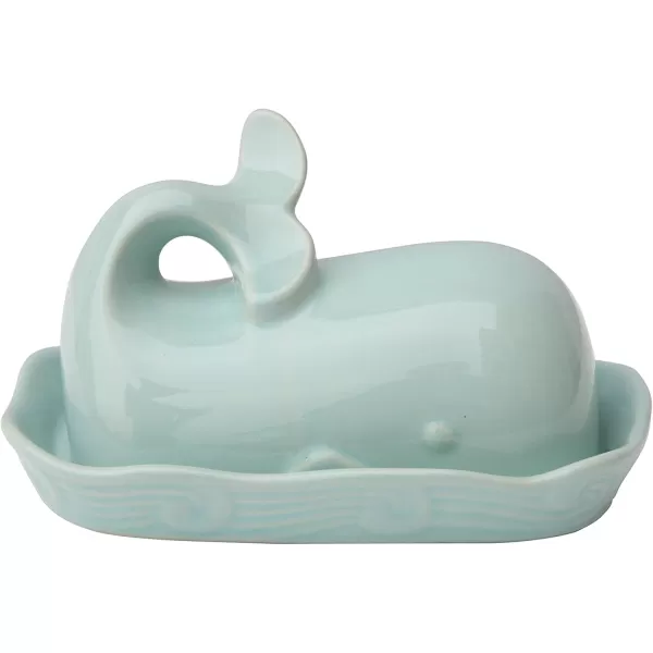 imageCreative CoOp Aqua Blue Whale Shaped Butter DishAqua