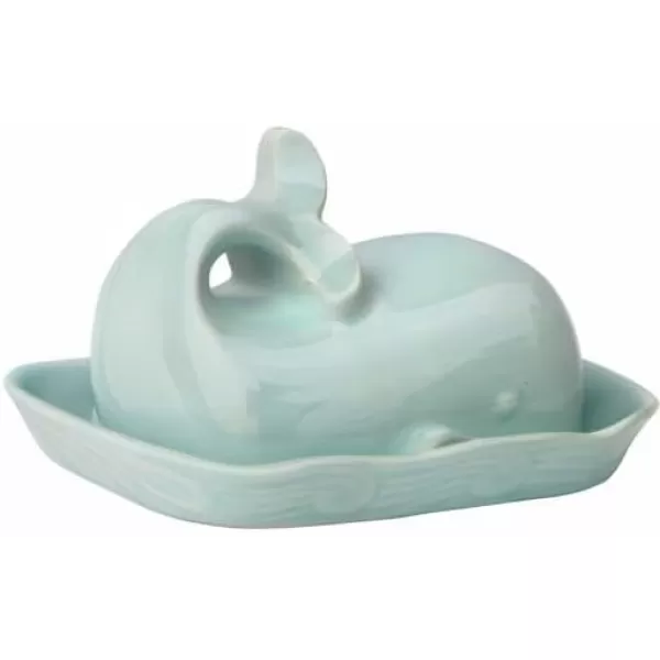 imageCreative CoOp Aqua Blue Whale Shaped Butter DishAqua