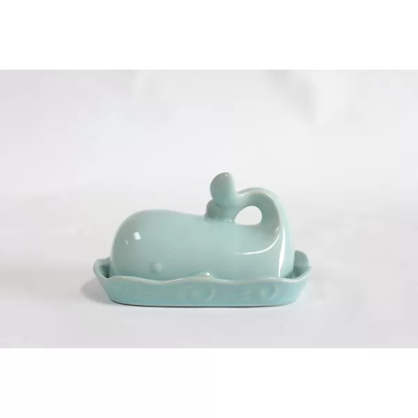 imageCreative CoOp Aqua Blue Whale Shaped Butter DishAqua