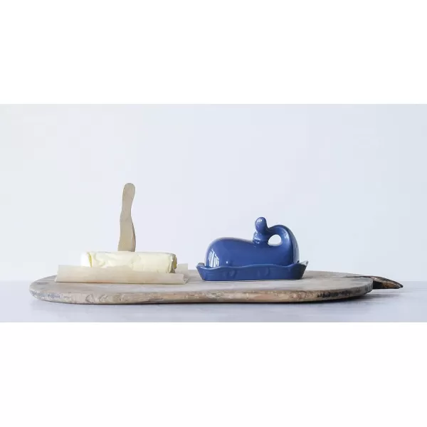 imageCreative CoOp Aqua Blue Whale Shaped Butter DishNavy