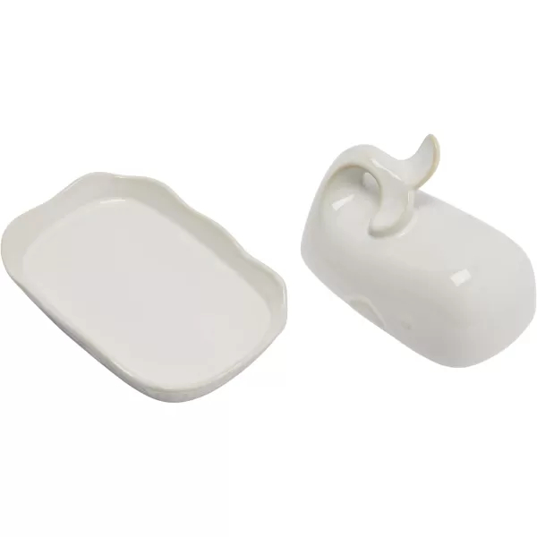 imageCreative CoOp Aqua Blue Whale Shaped Butter DishWhite
