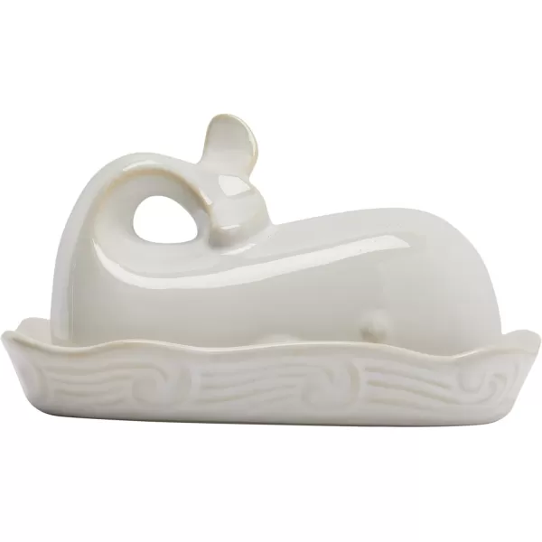 imageCreative CoOp Aqua Blue Whale Shaped Butter DishWhite