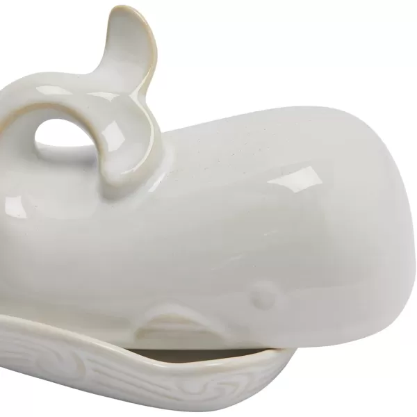 imageCreative CoOp Aqua Blue Whale Shaped Butter DishWhite