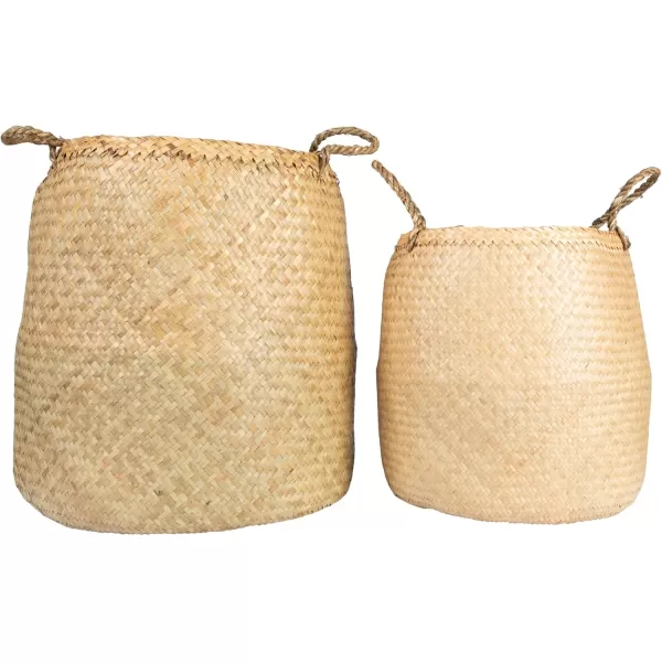 imageCreative CoOp Beige Woven Seagrass Basket with Handles Set of 2 Sizes