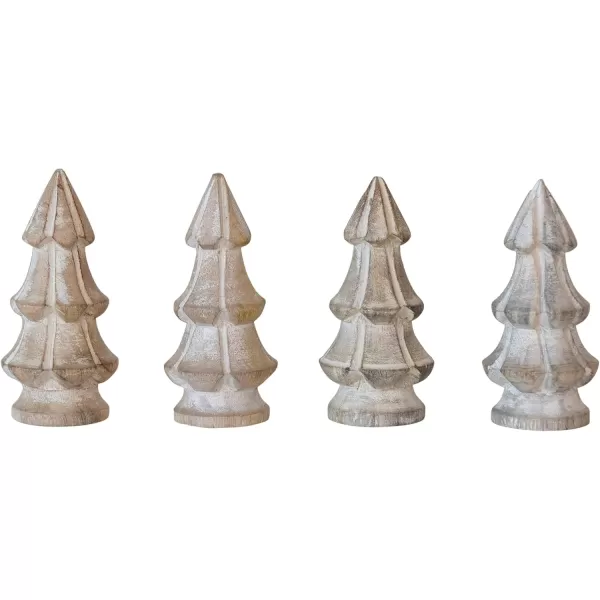 imageCreative CoOp Carved Mango Wood Christmas Trees White Set of 4