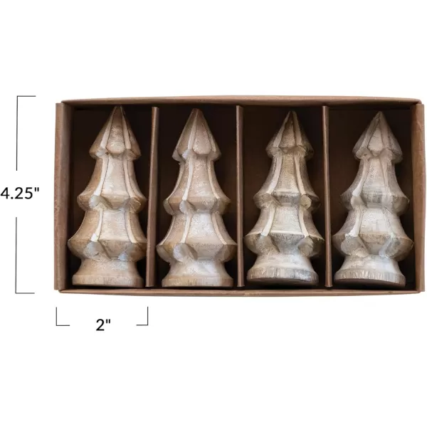 imageCreative CoOp Carved Mango Wood Christmas Trees White Set of 4