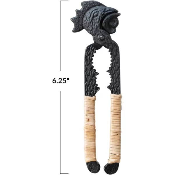 imageCreative CoOp Cast Metal Rooster Nutcracker with Bamboo Handles Natural
