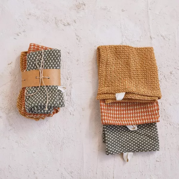 imageCreative CoOp Cotton Dobby Dishcloths Set of 3 Multicolor