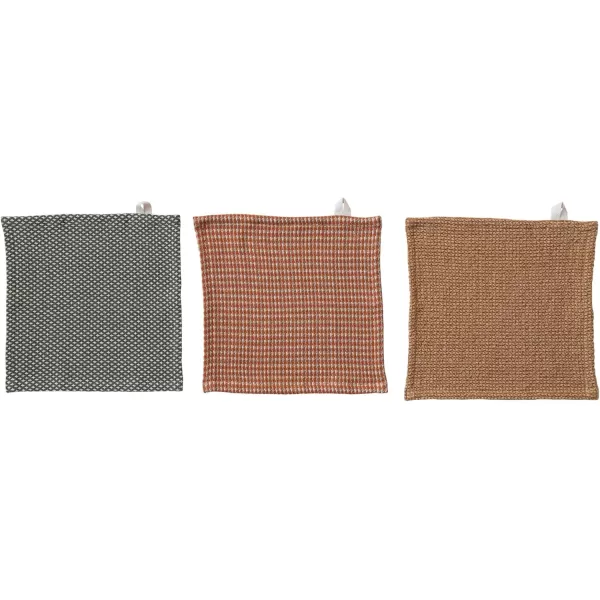 imageCreative CoOp Cotton Dobby Dishcloths Set of 3 Multicolor