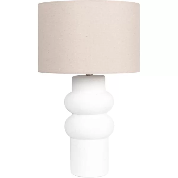 imageCreative CoOp DF6659 Stoneware Table Lamp with Linen Shade White Volcano Finish Lighting Portable 15quot L x 15quot W x 25quot H